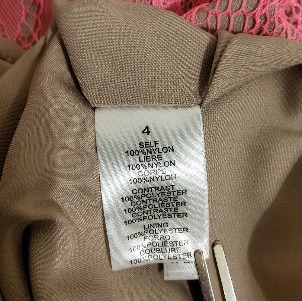 JESSICA SIMPSON PINK LACE TAN LINED FIT & FLARE SLEEVELESS SCOOP NECK SIZE 4 - Picture 9 of 10